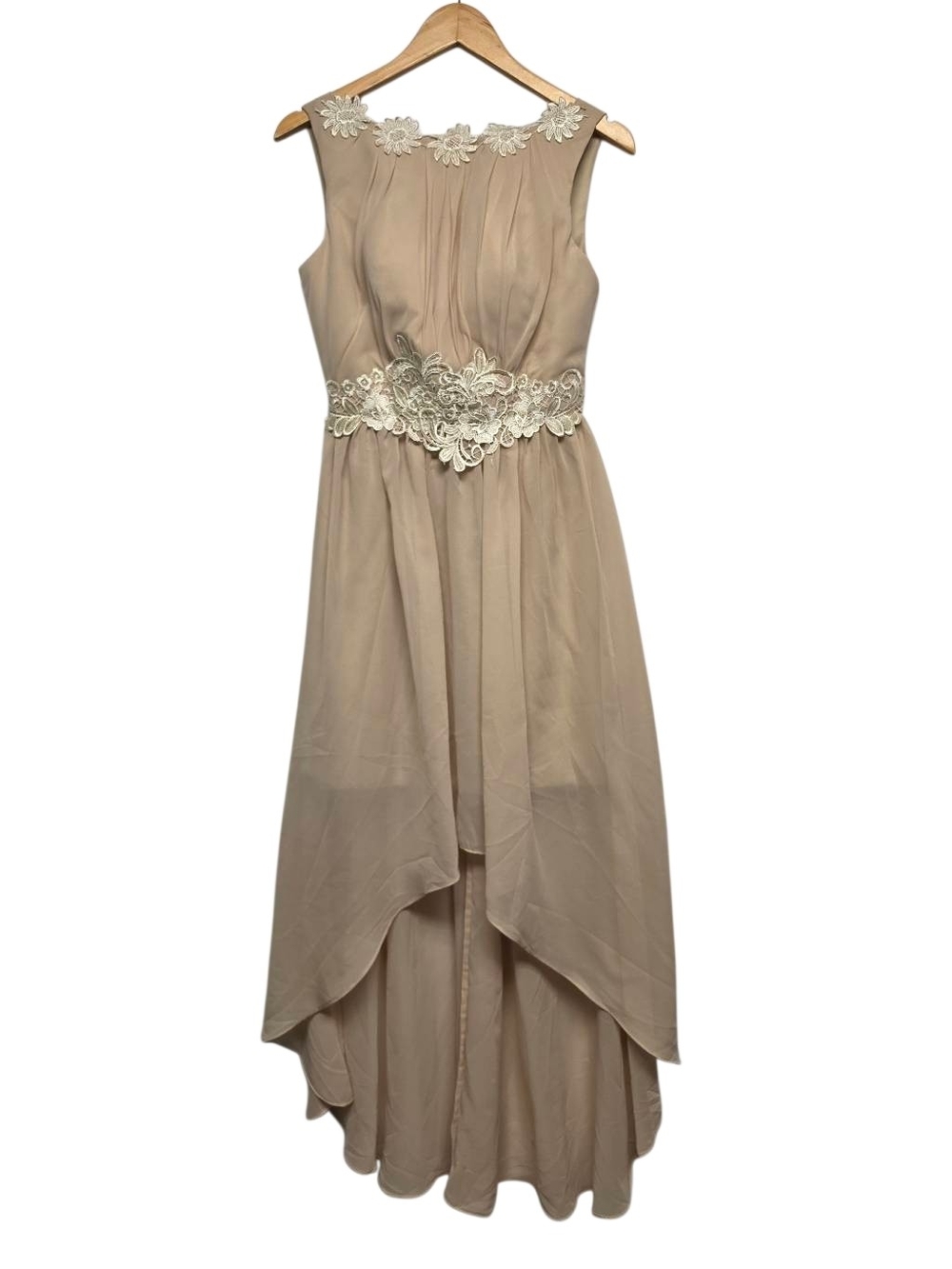 Sleeveless Cream High-Low Bride Maids Dress